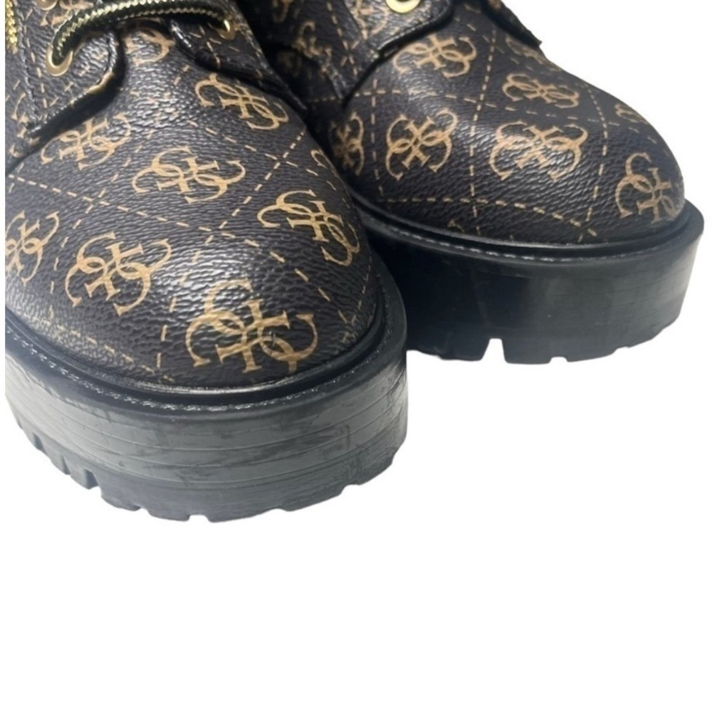 GUESS Fearne Combat Boots Womens 6 Brown Logo Lug Sole Zipper GWFEARNE - Picture 7 of 9